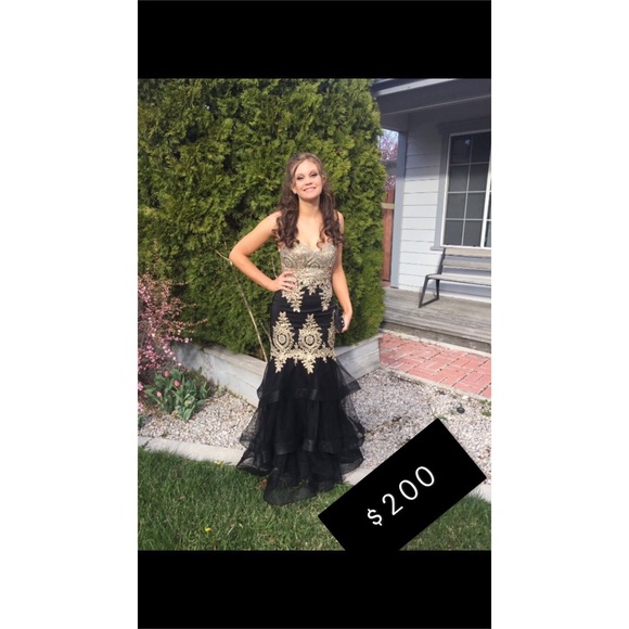 david's bridal gold prom dress